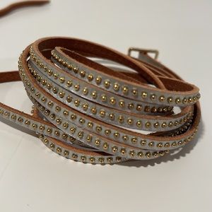 35” Genuine Leather Spike Buckle Wrist Bracelets